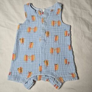 Angel Dear Sleeveless Hot Dog Romper Unisex‎ 18 Months 100% Cotton Muslin